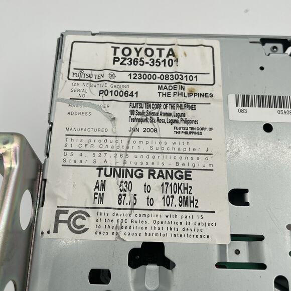 2008 Toyota Fujitsu Ten Yaris Radio Sat Nav Unit PZ365-35101 - Picture 8 of 8